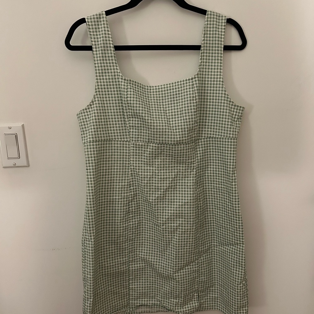 Lulu's Green Checkered Mini Dress